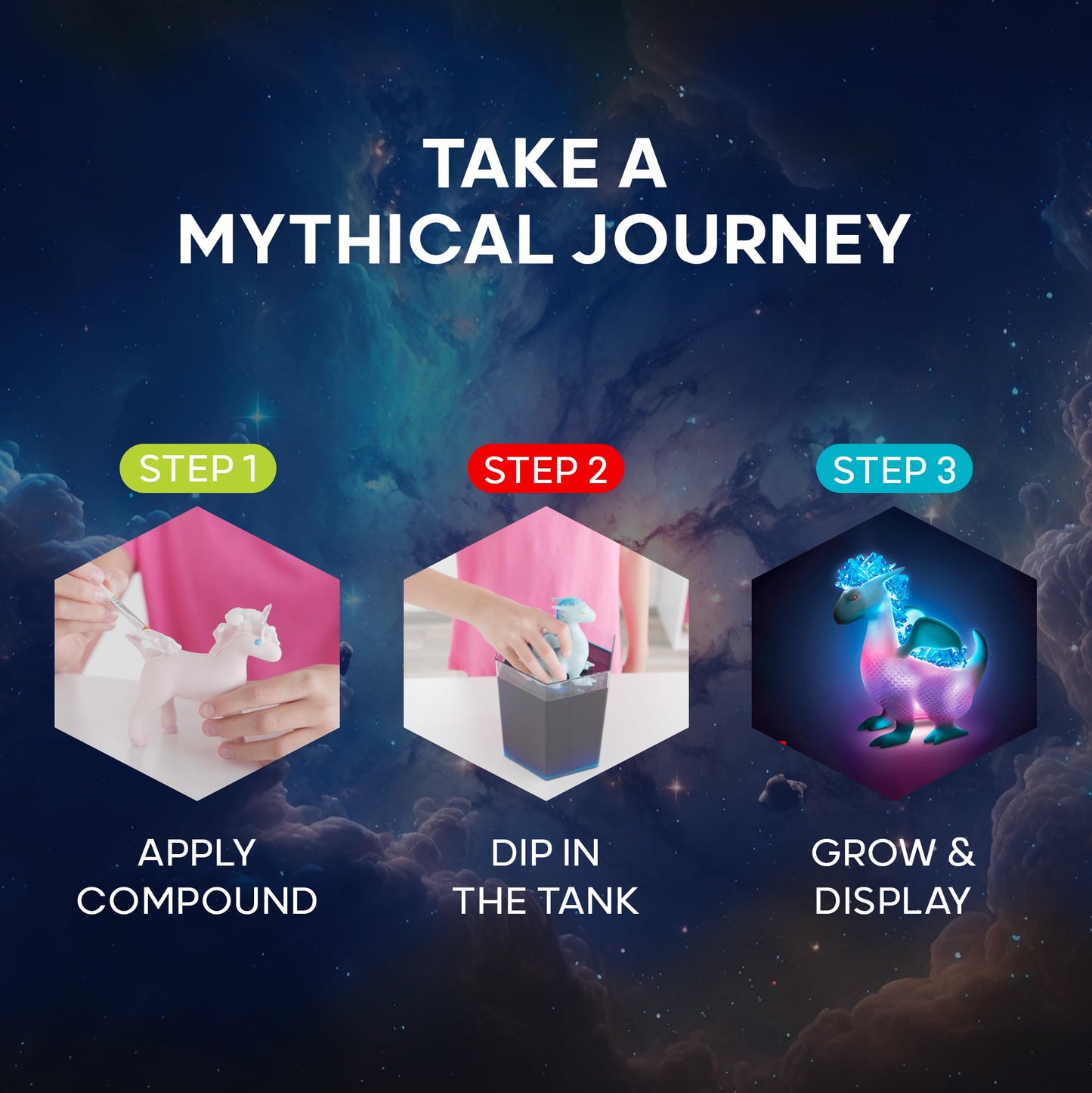 Discovery™ Dragon & Unicorn Crystal Grow Kit, DIY STEM Activity Set, Educational Arts & Crafts for Kids, Children's Chemistry & Science Learning Toy, Fun & Safe Science Project Gift Ages 8+