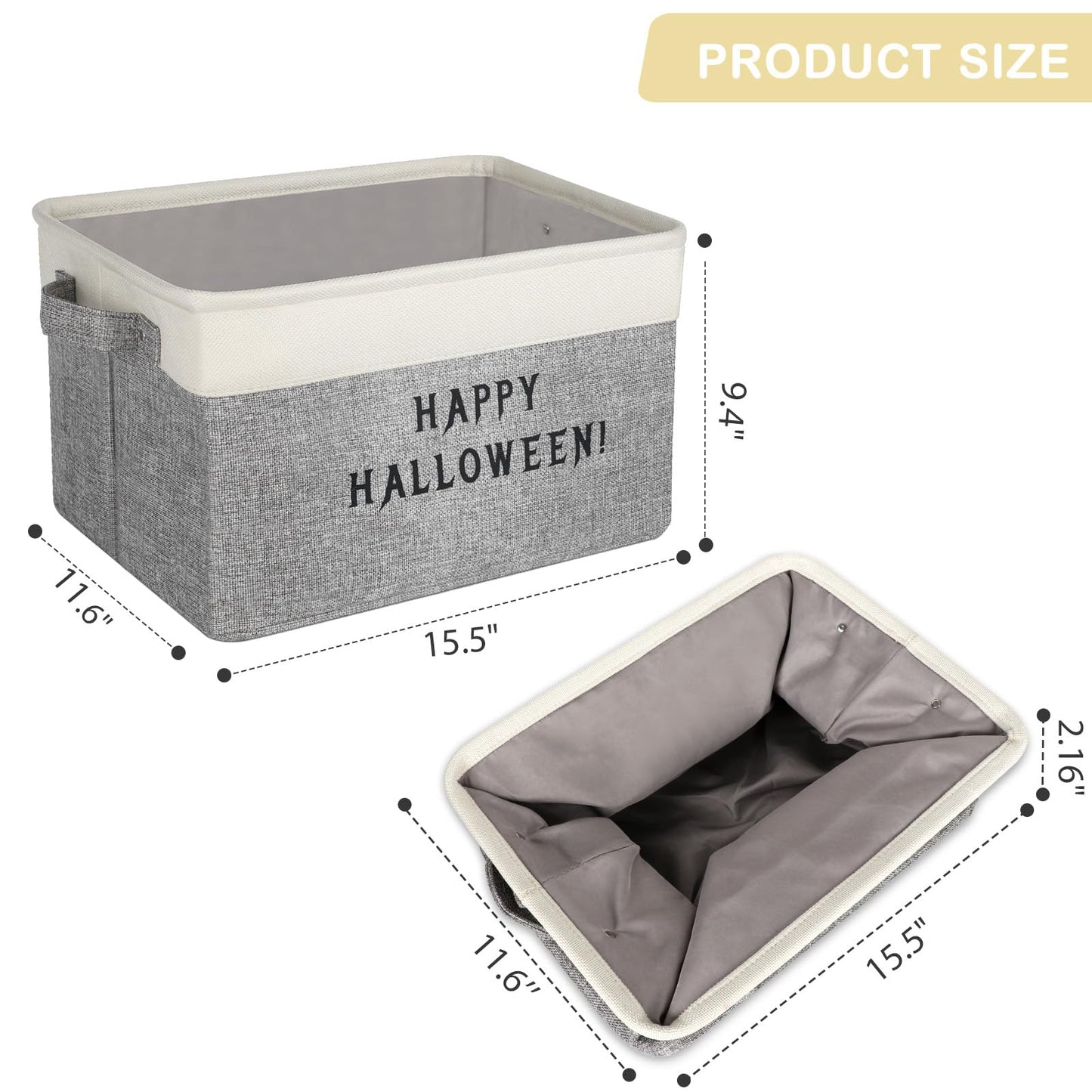 Lukeline Halloween Boo Basket with Handles, Personalized Trick or Treat Storage Baskets Organizer, Halloween Basket Gifts Organizing for Home Decor (HALLOWEEN)