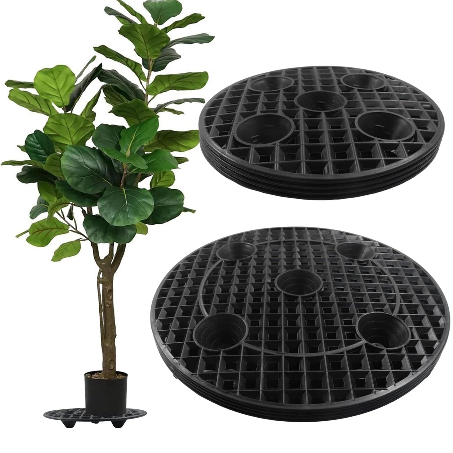 Moicstiy 8 Pcs Plant Level Pot Elevator Stands, 8"&12" Black Plant Saucer Risers for Prevent Damage on Patio, Deck & Floor (Black)