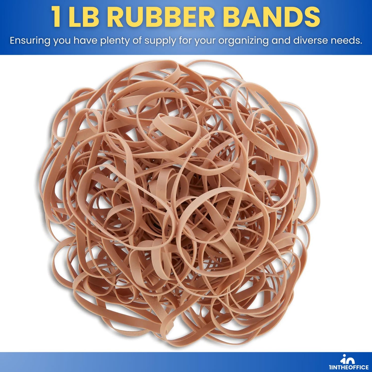 1InTheOffice Thick Heavy Duty Rubber Bands, Beige, Size 64, 380 Pack