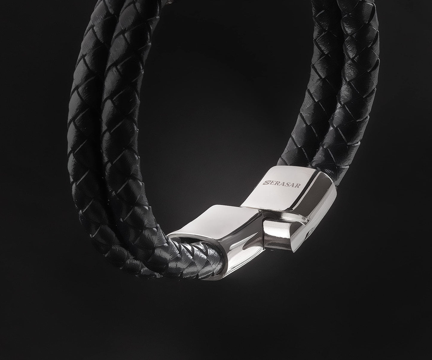 SERASAR Bracelets for 17cm Silver Gift Box Genuine Leather Cowhide Braided Adjust Able Magnetic Clasp Multi Layer Jewellery Manacle Mans Male Mens Band Jewelry Accessories