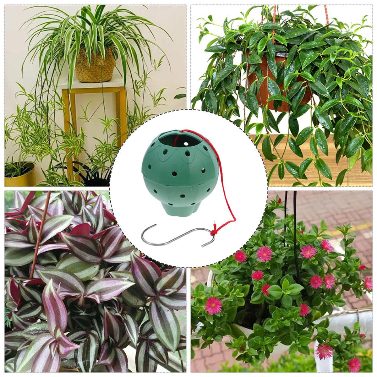 UKCOCO 5pcs Hanging Multi-Hole Plastic Planters for Succulents and Orchids, Strawberry Shape with Side Openings, Seedling Nursery Pots for Indoor Outdoor Gardening