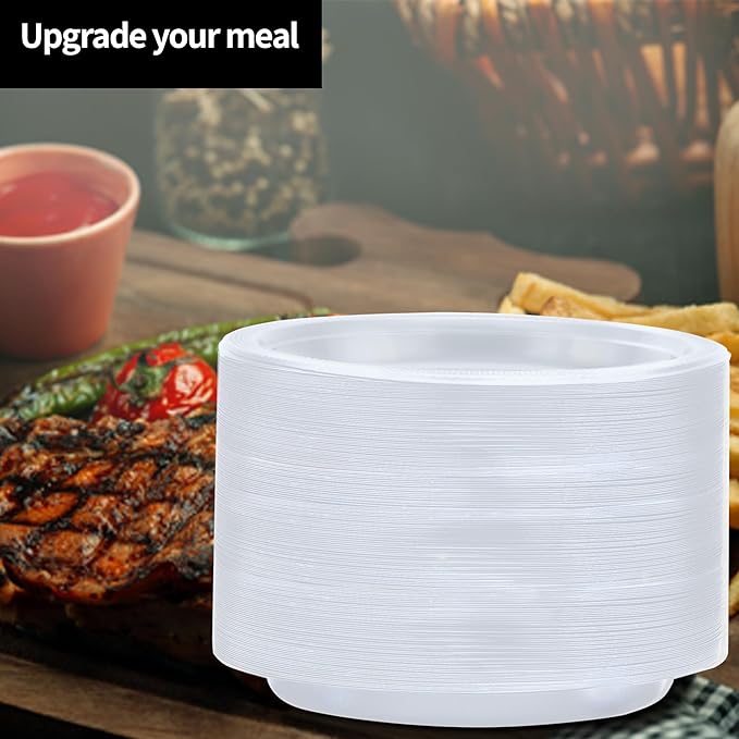 Clear Solid Color Premium Heavy Weight Plastic Dinner Plate (9") 50 Count - Elegant & Durable for Parties & Events