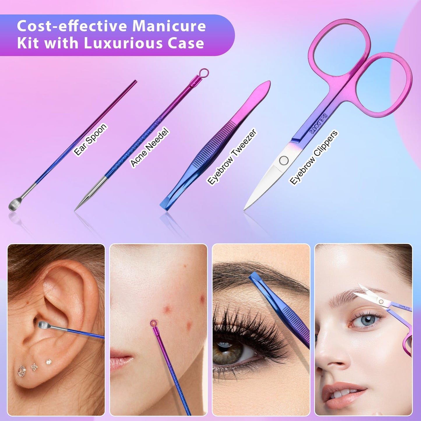 CGBE 12Pcs Manicure Set Nail Clippers Pedicure Kit Men Women Grooming kit Manicure Professional Nail Care Tools Gift with Luxurious Travel Case