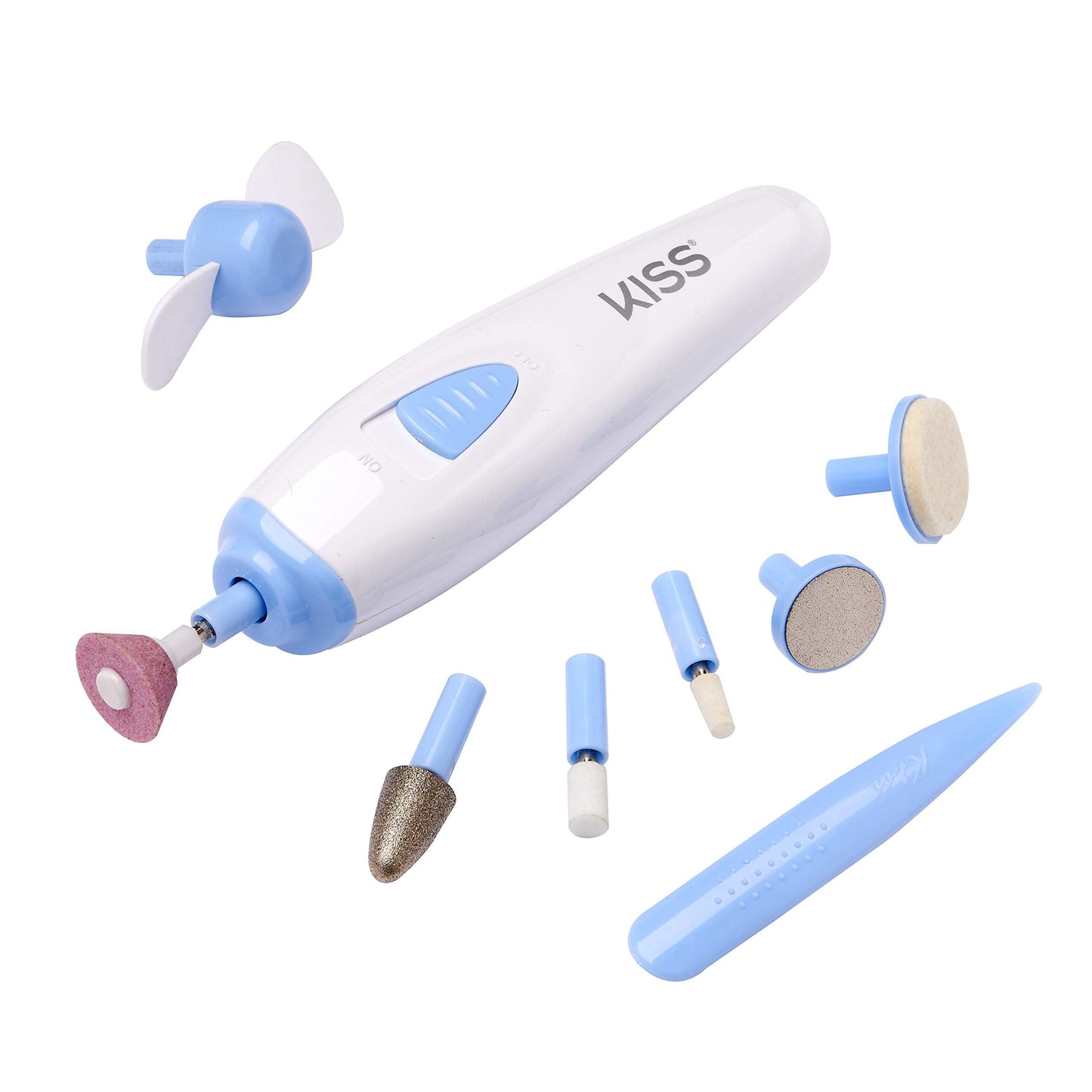 KISS Power File to Go Battery Powered Mani/Pedi Tool Professional Nail Care with 8 Attachments & Storage Case, Shape, Clean, and Polish Nails