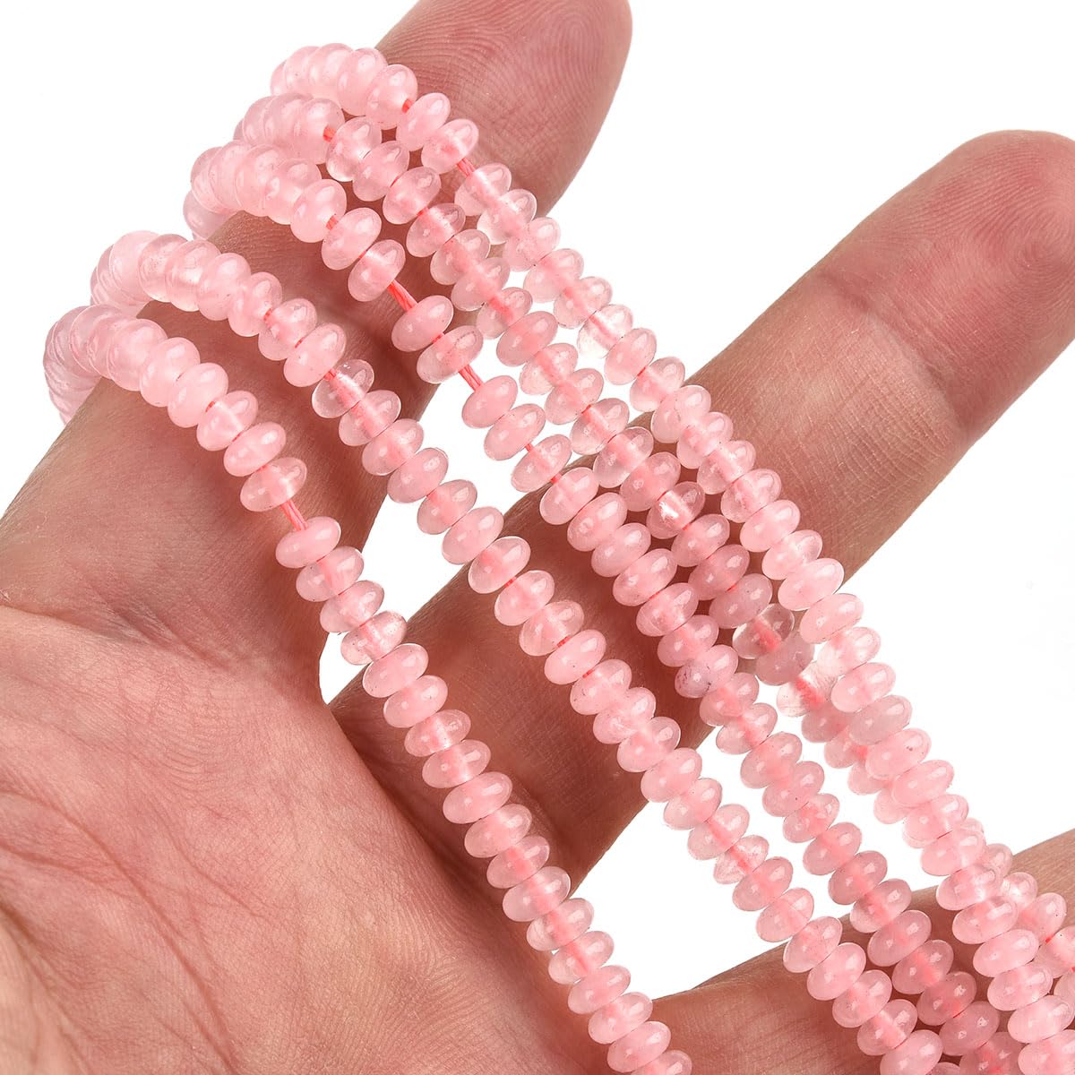 152pcs 4x2mm Natural Rose Quartz Disk Rondelle Spacer Stone Semi Precious Gemstone Loose Beads for Jewelry Making 15 Inch