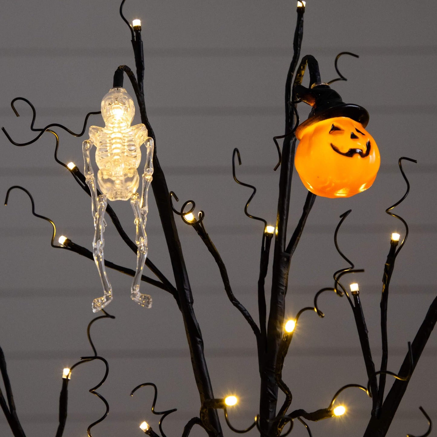 Nearly Natural 3ft Pre-Lit Halloween Pumpkins Skulls Ornament Tree with 48 Warm White LED Lights