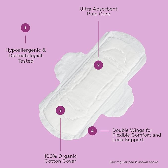 The Honey Pot Company - 80ct - Herbal Sanitary Pads for Women - Regular Flow w/Wings - Infused w/Essential Oils for Cooling Effect & Organic Cotton Cover - Feminine Care - FSA & HSA