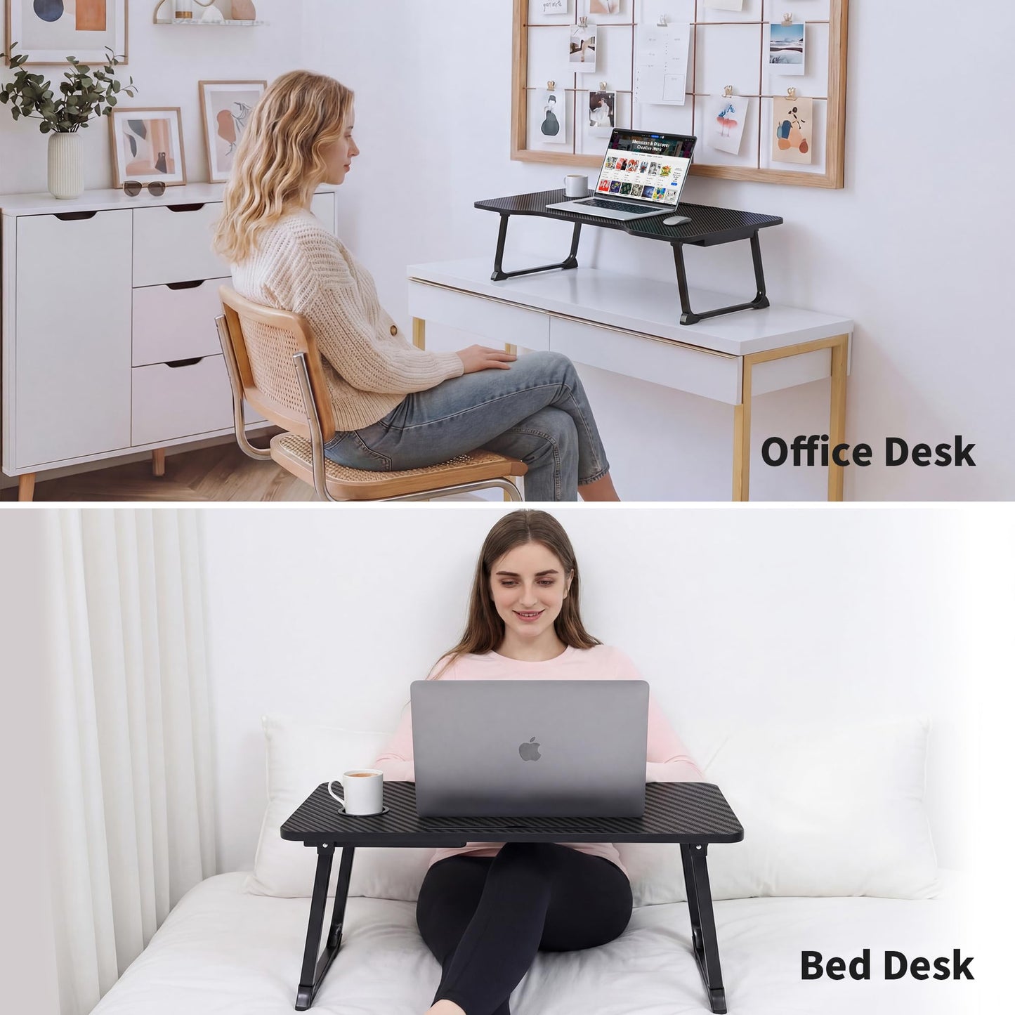 SINKONG Lap Desk for Adults - Portable Foldable Bed Desk Tray Table Laptop Stand with Storage Drawer/Cup Holder,for Working Reading Writing Eating,Watching Movies for Bed Sofa Couch Floor