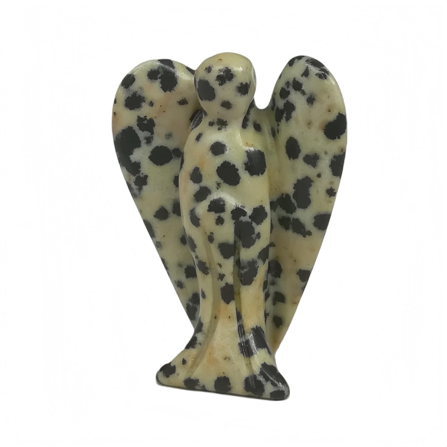 Afucats Natural Speckle/Dalmation Stone Healing Guardian Angel Indoor Decorative Stone,1.5 Inches Carving Pocket Palm Statue,Gift for Her Christmas Décor