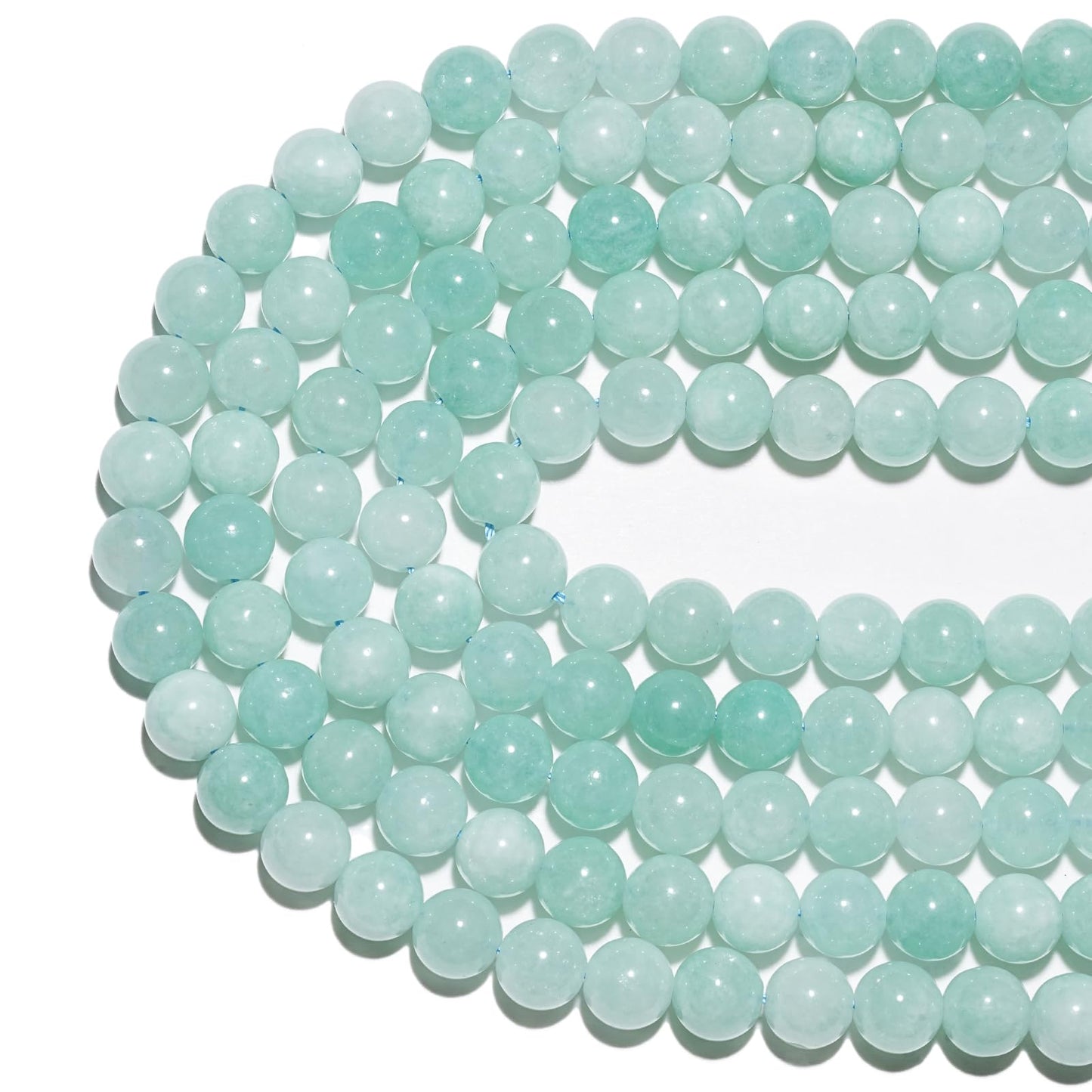 8mm Natural Cyan Angelite Gemstone Beads Polished Round Smooth Stone Beads for Bracelets Jewelry Making 15inch Loose Beads