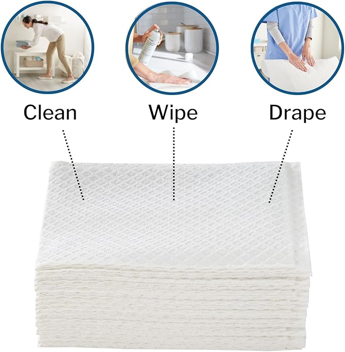 McKesson Disposable Towels [Pack of 500] for Dental Bibs, Nails, Tattoo, Dentist, Medical - 13 x 18 in, 2-Ply Tissue with Poly Back, Diamond Embossed, White