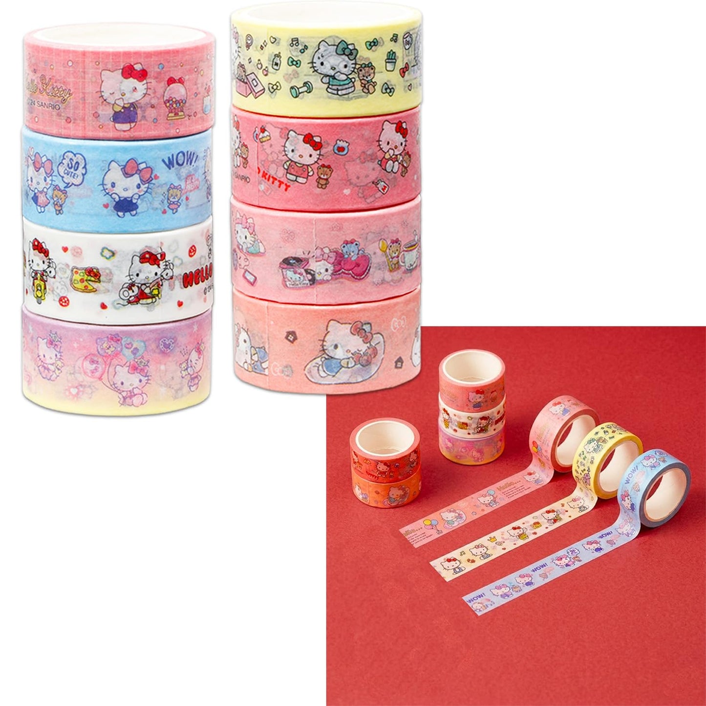 Sanrio Washi Masking Tape Variety Pack - Bundle with 16 Decorative Hello Kitty & Cinnamoroll Washi Tape Rolls for DIY Crafts, Scrapbooking, Journals, More Stationery