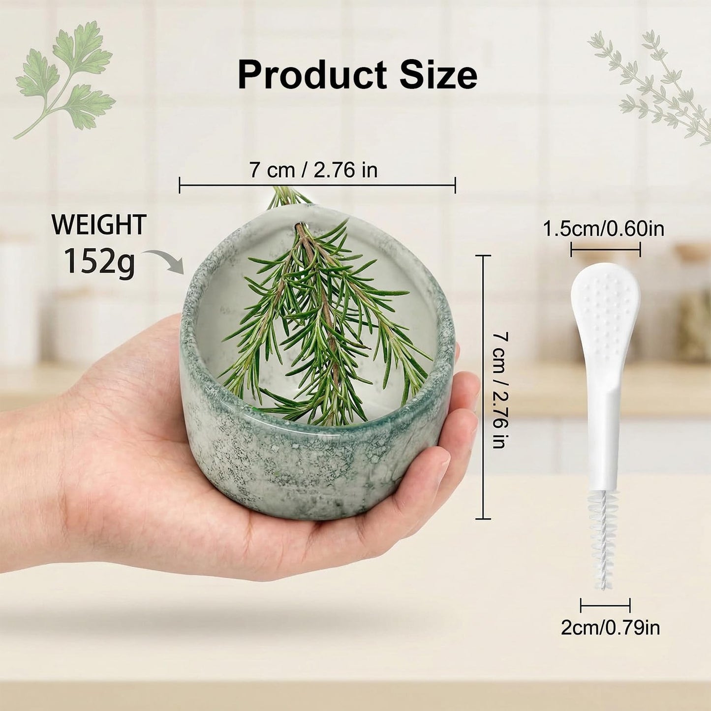 DADERXY Pottery Herb Stripper Bowl Ceramic Set for Kale, Thyme, Basil, Rosemary Stripper
