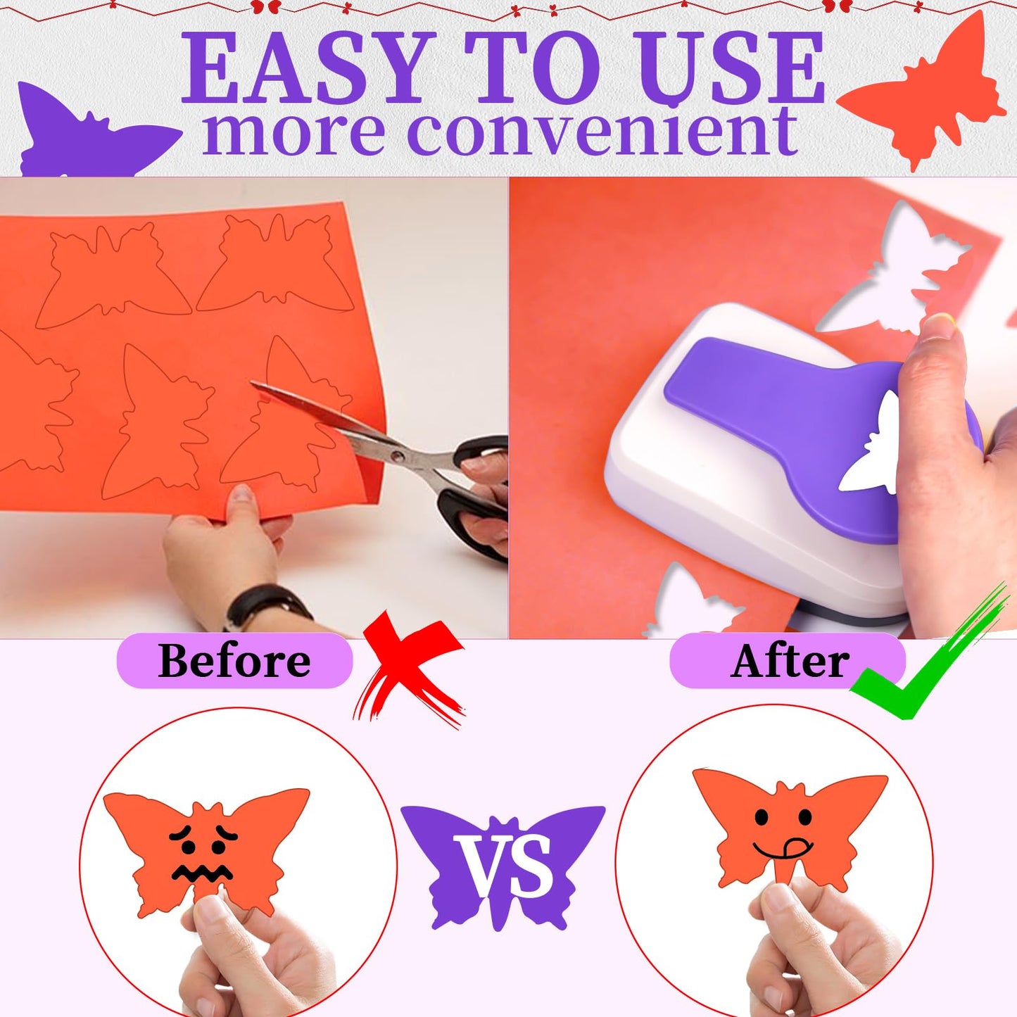 Butterfly Punch 2 Inch, Butterfly Craft Puncher for Card Making DIY Albums, Butterflies Hole Shape Punches for Paper Crafting, Craft Lever Butterflies Punch Handmade