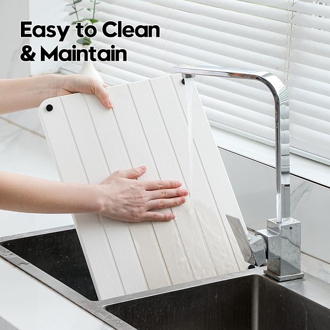 Stone Dish Drying Mat for Kitchen Counter, Water Absorbing Bathroom Tray Sink Organizer, Diatomaceous Earth Countertop Dish Rack Riser Sponge Holder Soap Dish, White, 16" x 12"