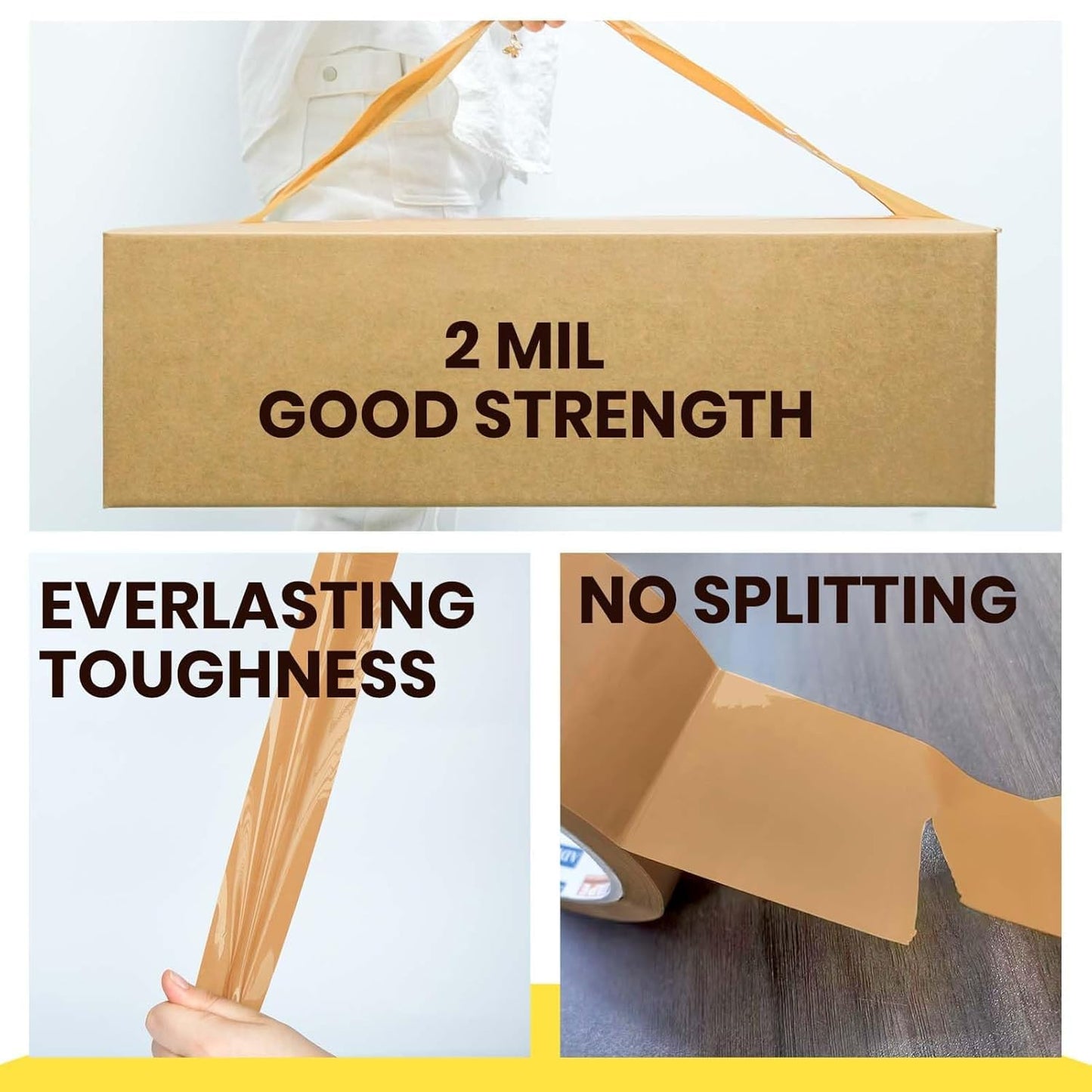 ADHES Brown Packing Tape with Dispenser, 1.88 Inch x 55 Yards, 6 Rolls Heavy Duty Shipping Tape for Moving Boxes, Packaging and Storage, Strong Adhesive