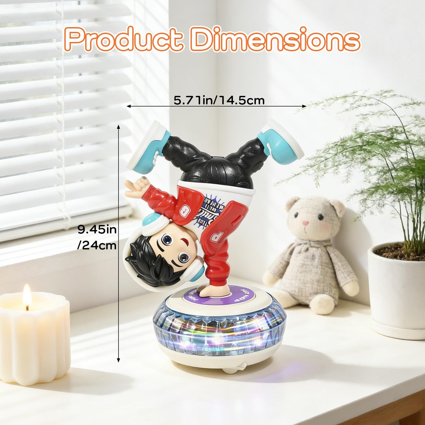 lonfypeng Electric Upside-Down Spinning Street Dance Figurine, Light Up Infant Toys Birthday Easter Gifts with Dynamic Music & Cool Lights