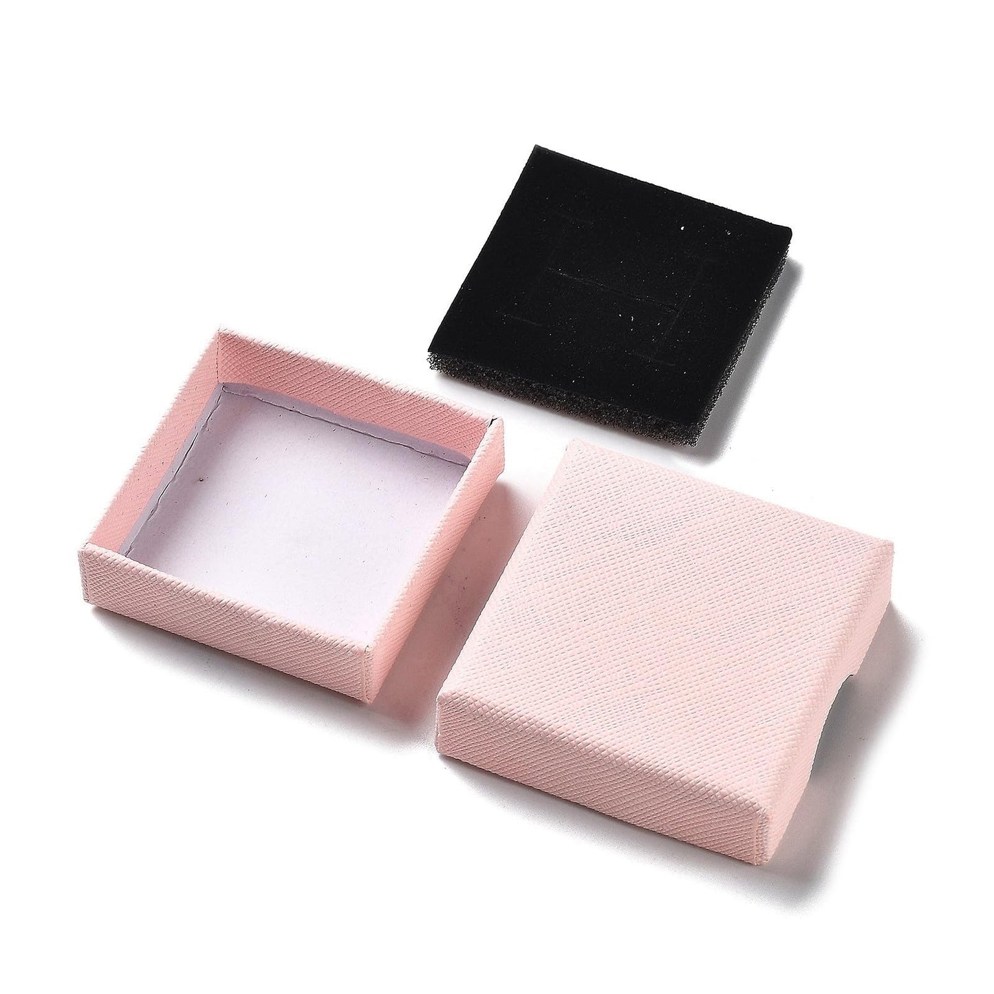 Ipotkitt 6 pcs Pink Square Cardboard Jewelry Set Boxes with Sponge Inside Jewelry Display Storage Box for Earrings Ring Necklace Bracelets Gifts Packaging
