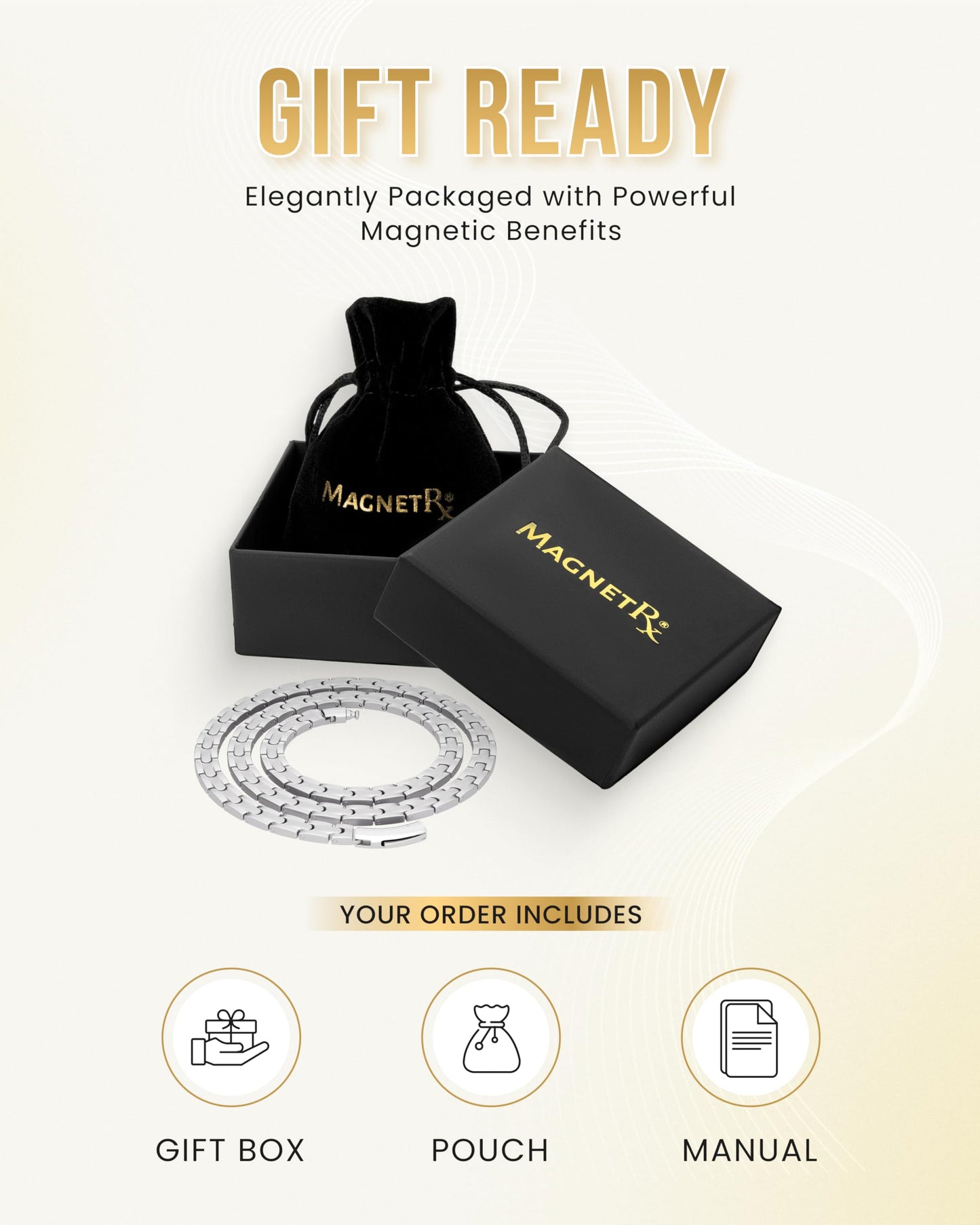 MagnetRX Titanium Magnetic Necklace – Ultra Strength Magnetic Necklaces for Men & Women – Effective Titanium Necklace with 55 Magnets (Silver, 20 Inches)