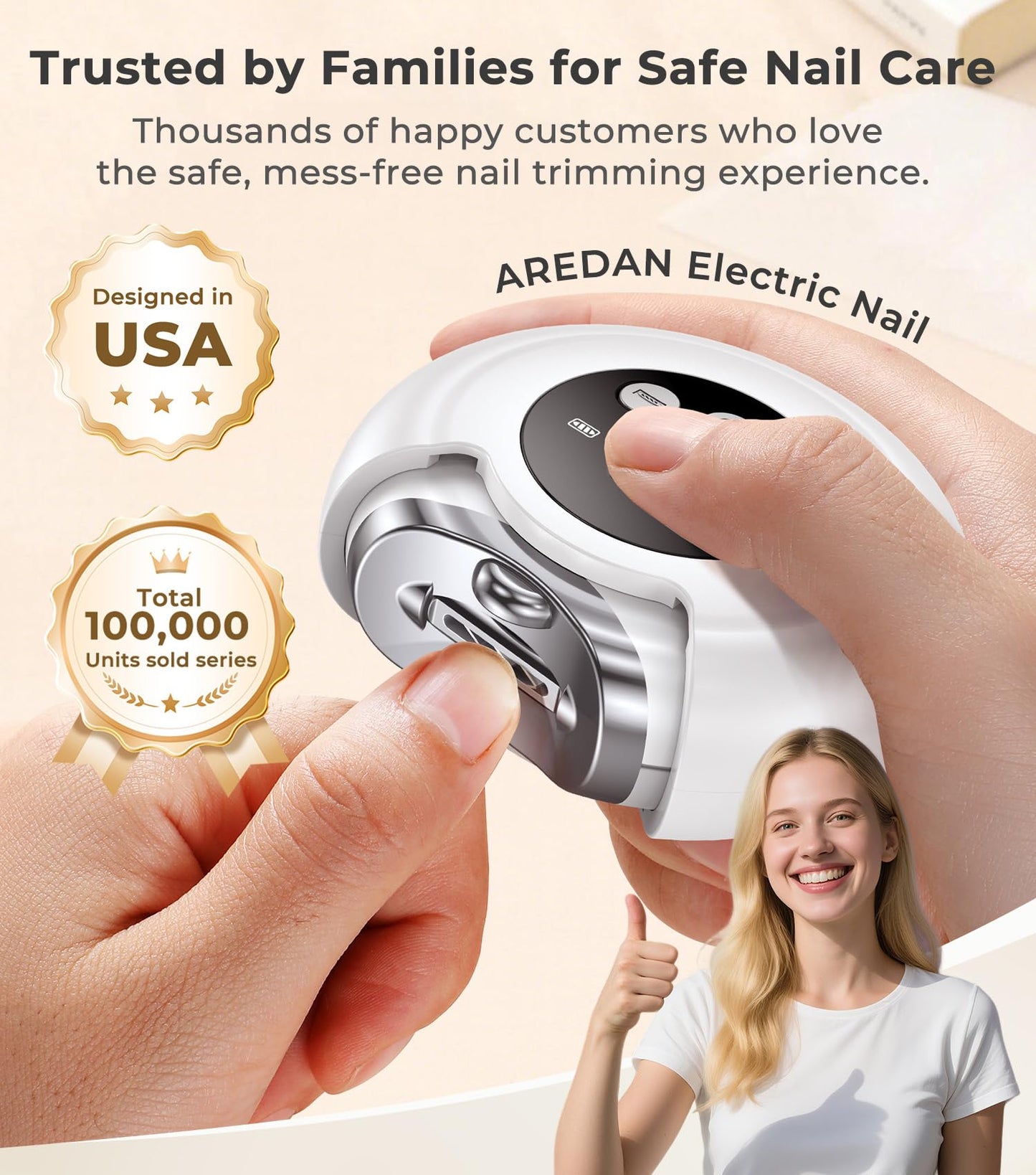 Electric Nail Clipper & No-Bending Long Handle Toenail Cutter Set for Adults and Seniors, Safe Automatic Filer Grinder with Debris Bin, Thick Nail Trimming Kit with Storage Bag for Easy Home Grooming
