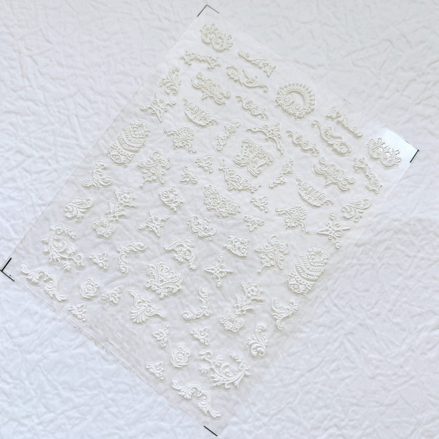 NAIL ANGEL 7Sheets Nail Art Adhesive Sticker Sheet 3D White Wedding Frame Shapes Nail Art Decoration 10310
