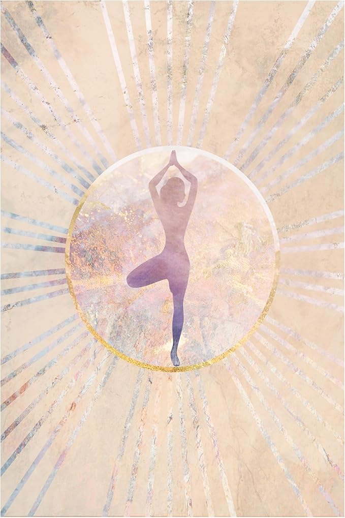 Trademark Fine Art Canvas Wall Art - Sarah Manovski 'Beige Yoga Sun Rays' Wall Art for Living Room, Bedroom, or Office Décor