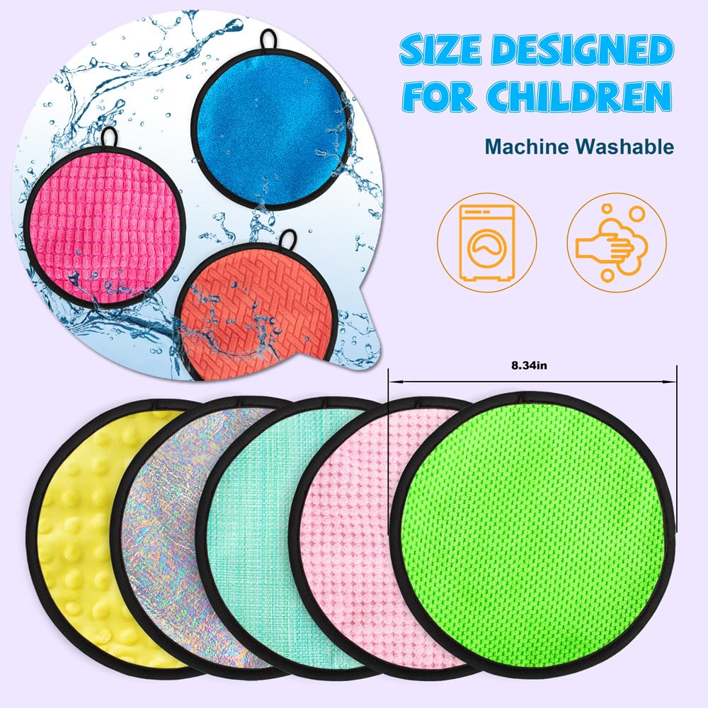 Inbeby 16 Set Round Sensory Mini Mats Textured Sensory Tiles - Sensory Toys for Autistic Children, Babies and Toddlers with Sensory Issues - Tactile Sensory Walls Sensory Mats for Fidgeting Activity