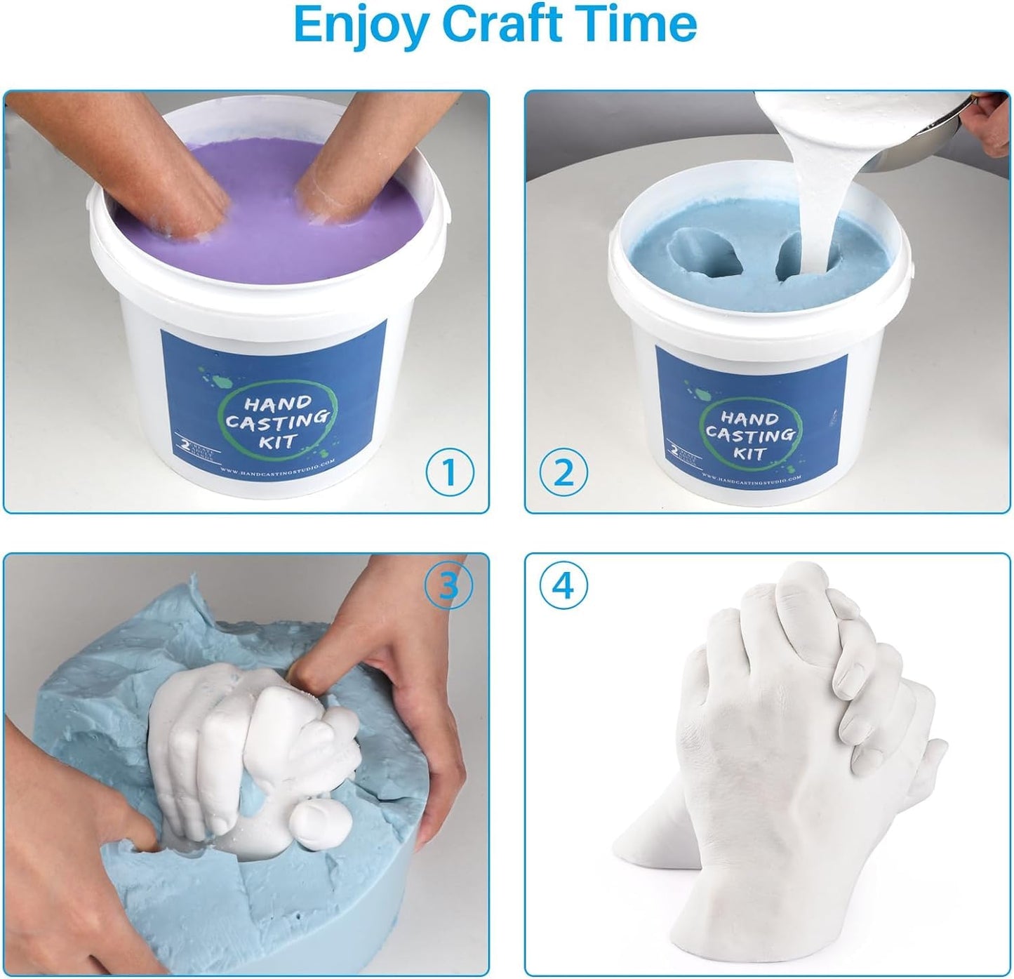 Hands Casting Kit, DIY Plaster Statue Molding Kit & Hand Casting Kits for 2 Adult, Wedding, Friends, Anniversary, Hand Hold Casting Kit for Holiday Activities and Perfect for Couple Gift Ideas