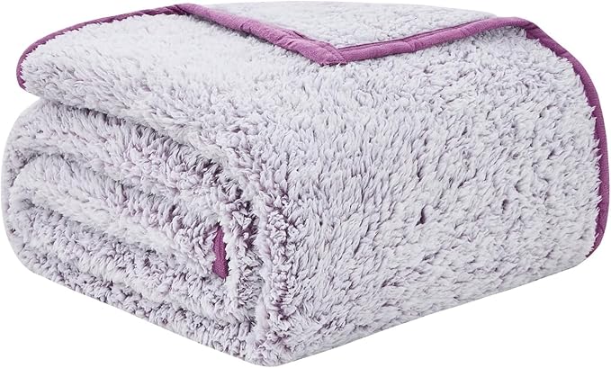 EMME Fuzzy Blanket Soft Fleece Throw Blankets for Women, Fluffy Sherpa Throws(Plush Purple,50"x60")