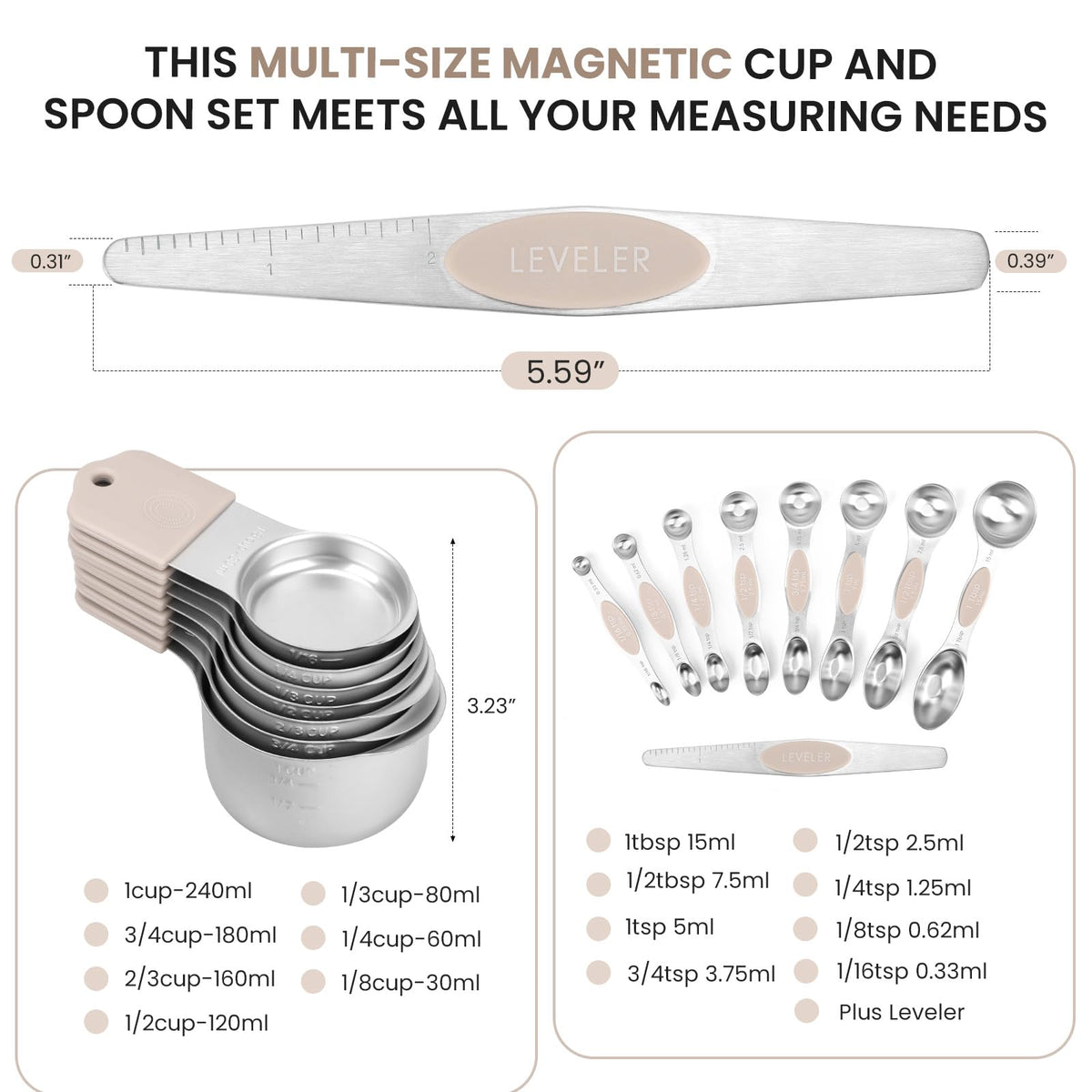 Magnetic Measuring Cups and Spoons Set (16 Count)