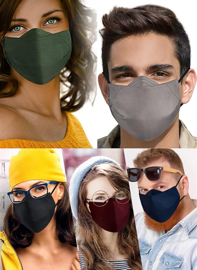 Reusable 3-Ply Cloth Face Mask Adjustable Ear Loops/Nose Wire/Filter Pocket, Washable Organic Cotton Masks Dustproof Outdoor for Women Men Adults (3 Burgundy)