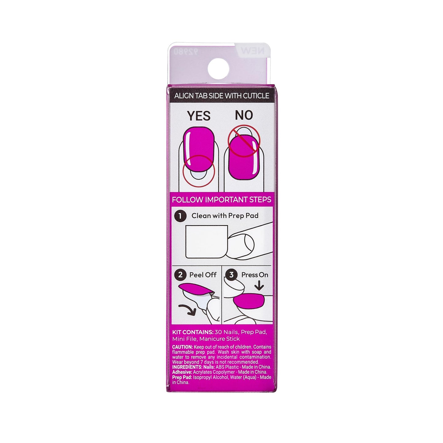 Kiss Impress No Glue Mani Press On Nails, Color, 'All Smiles', Pink, Short Size, Squoval Shape, Includes 30 Nails, Prep Pad, Instructions Sheet, 1 Manicure Stick, 1 Mini File
