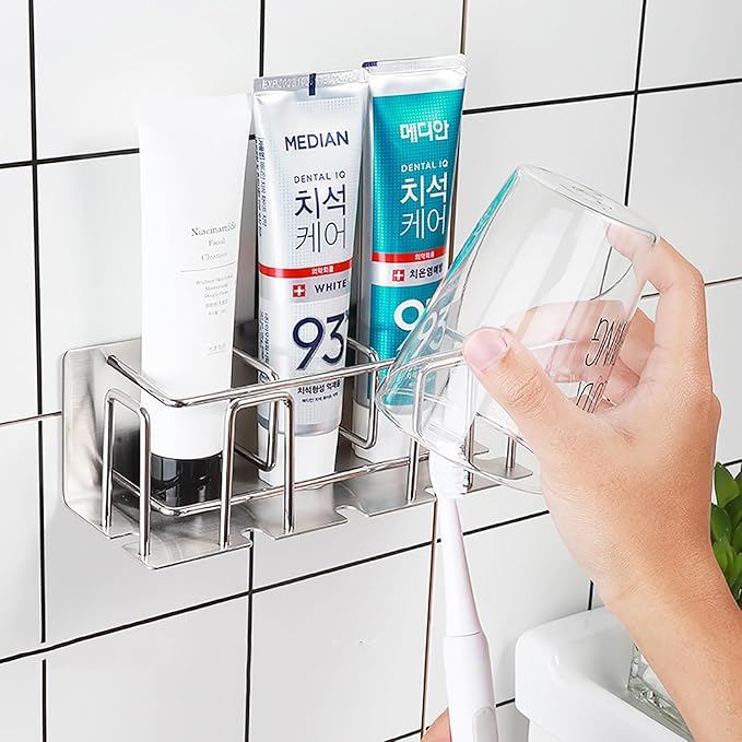 HANZE Toothbrush and Toothpaste Holder Wall Mounted – Space-Saving Bathroom Organizer