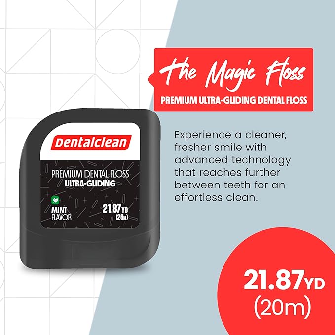 8 White Strip Dental Floss 20m - Ultra-Gliding Mint Flavor for Better Cleaning and Fresher Breath - Family Pack
