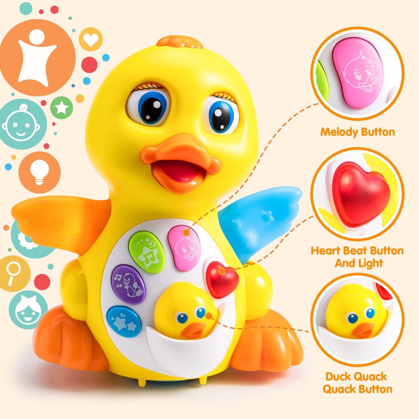 JOYIN Baby Toys Duck with 12 Pcs Bath Books, Infant Musical Toys 6+ Months, Nontoxic Fabric Soft Crinkly Cloth Books