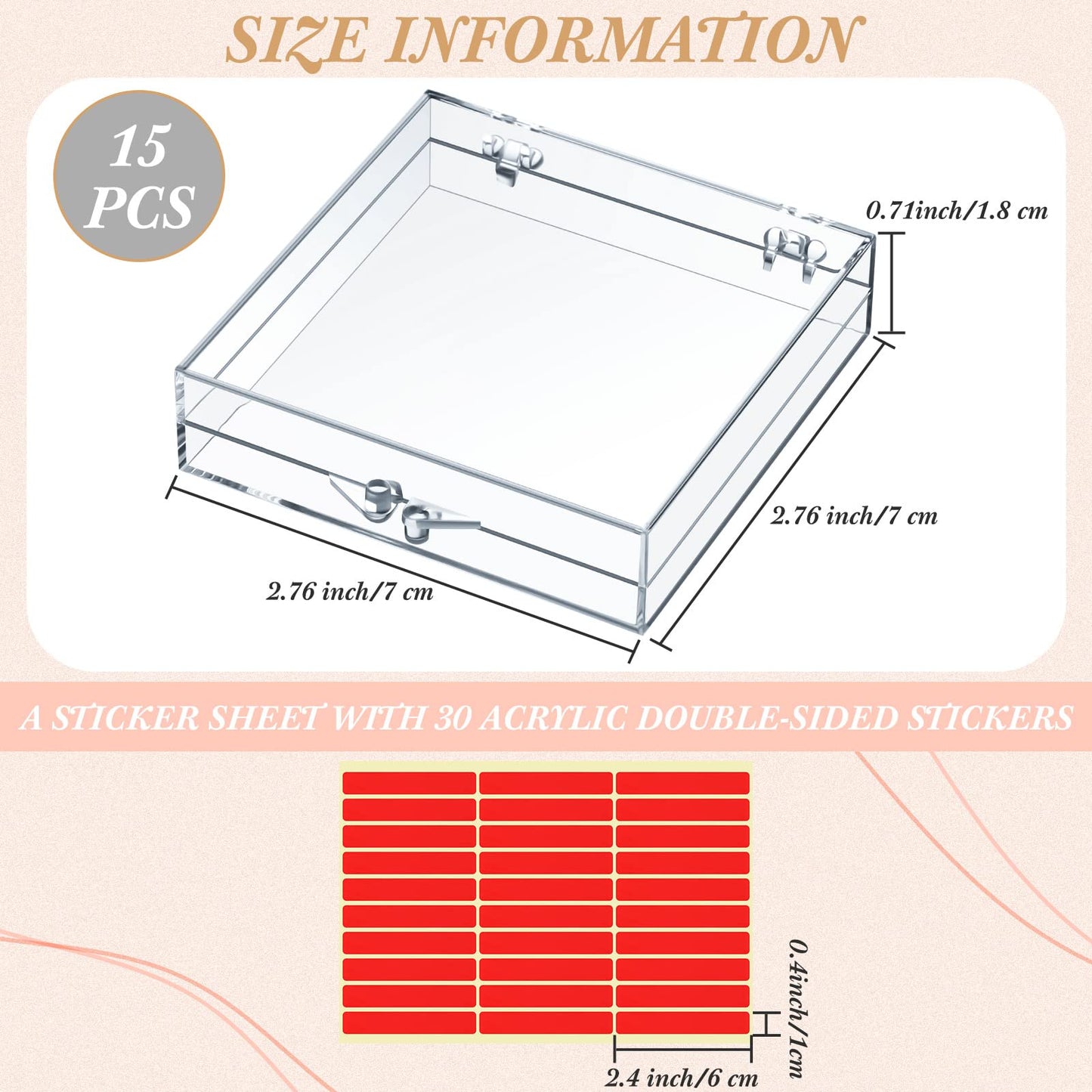 Landhoow 30 Pcs Press on Nail Storage Box with Adhesive Double Sided Tape Acrylic Artificial False Nail Packaging Display Case Organizer for Home Business Salon Supplies (Clear)
