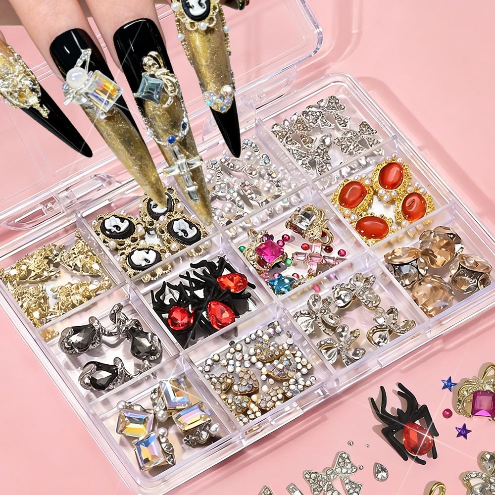 3D Nail Charms and Gems Cute Rhinestones Y2K for Nails Nesign Junk Case Charms Jewels for Nail Art Decorations (Fancy Diamonds)