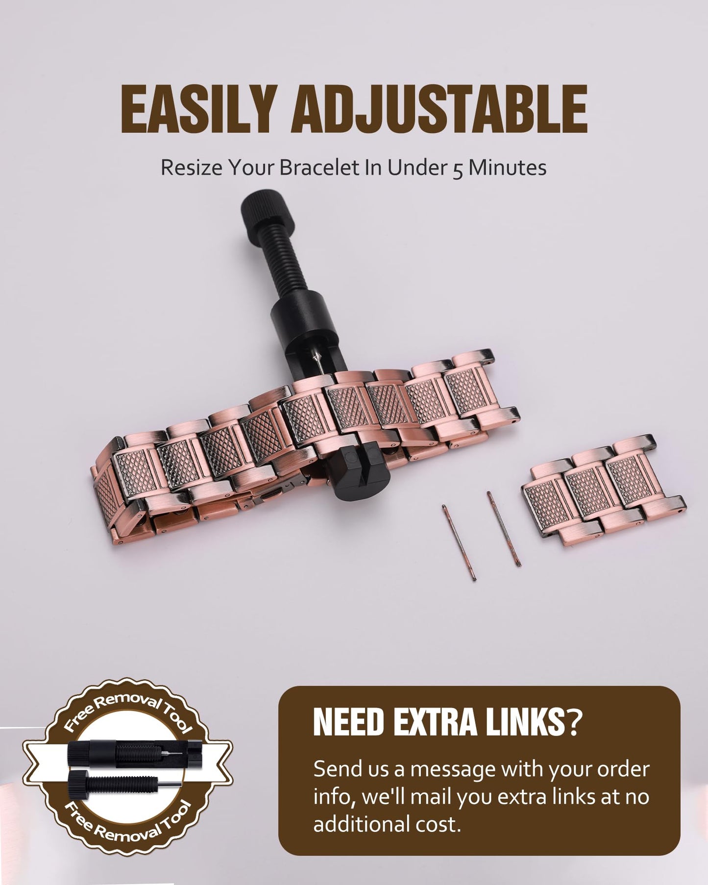 Jecanori 3X Strength Copper Magnetic Bracelet for Men, 99.99% Pure Copper Bracelet, Ideal Gift for Men