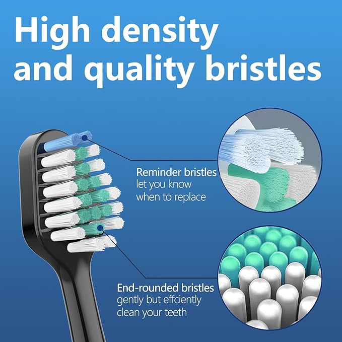 Replacement Toothbrush Heads for Waterpik Complete Care 5.0/9.0, and Compatible with AquaSonic Duo and Home Dental Center Electric Toothbruh, 10 Count(Pack of 1), Black