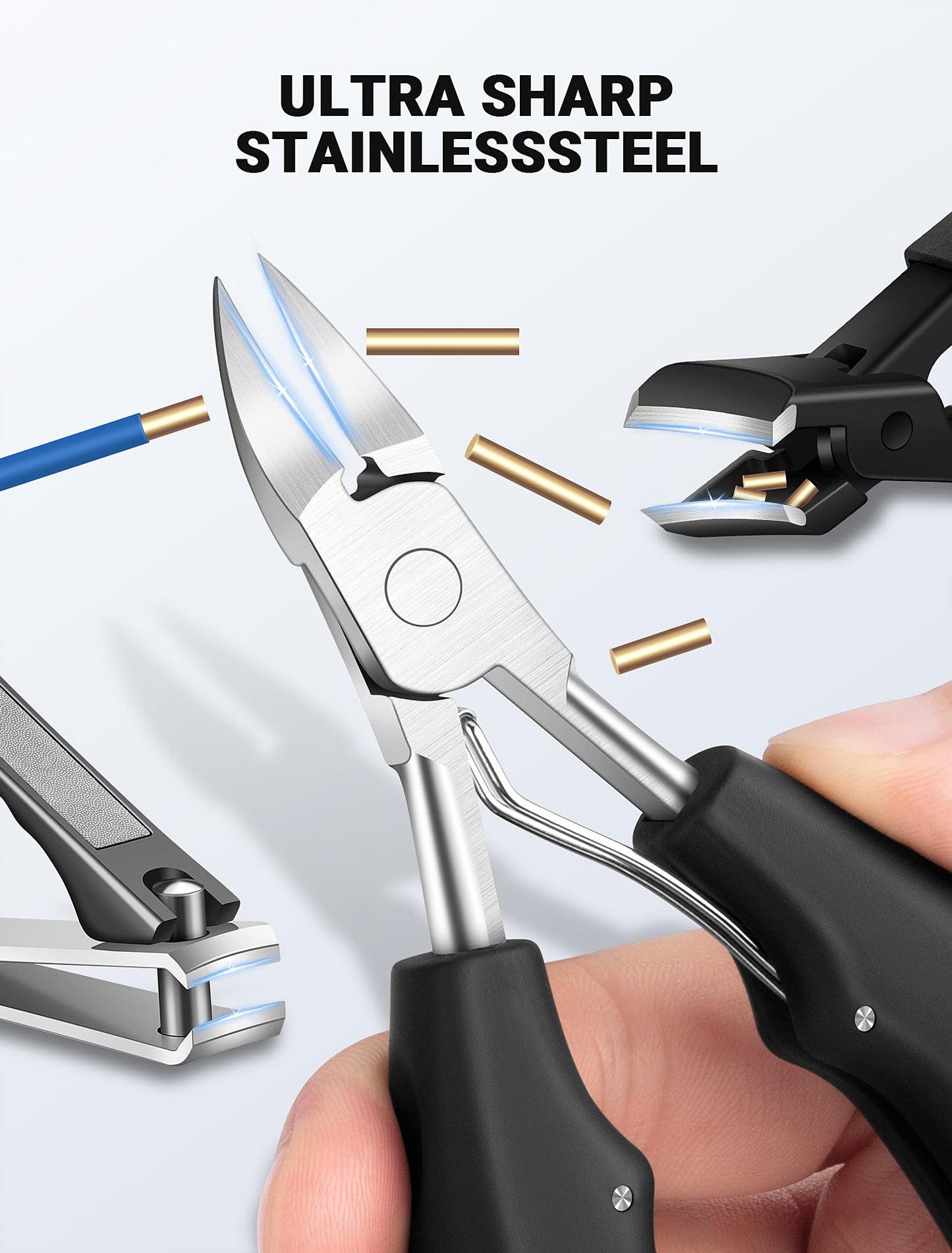 MERDTTES Toenail Clippers for Seniors Thick Toenails, Sharp Ingrown Toenail Clippers Nail Cutter Long Handle with Wide Jaw for Thick Nails, Heavy Duty Large Toe Nail Clipper Set for Men & Women,7 Pcs
