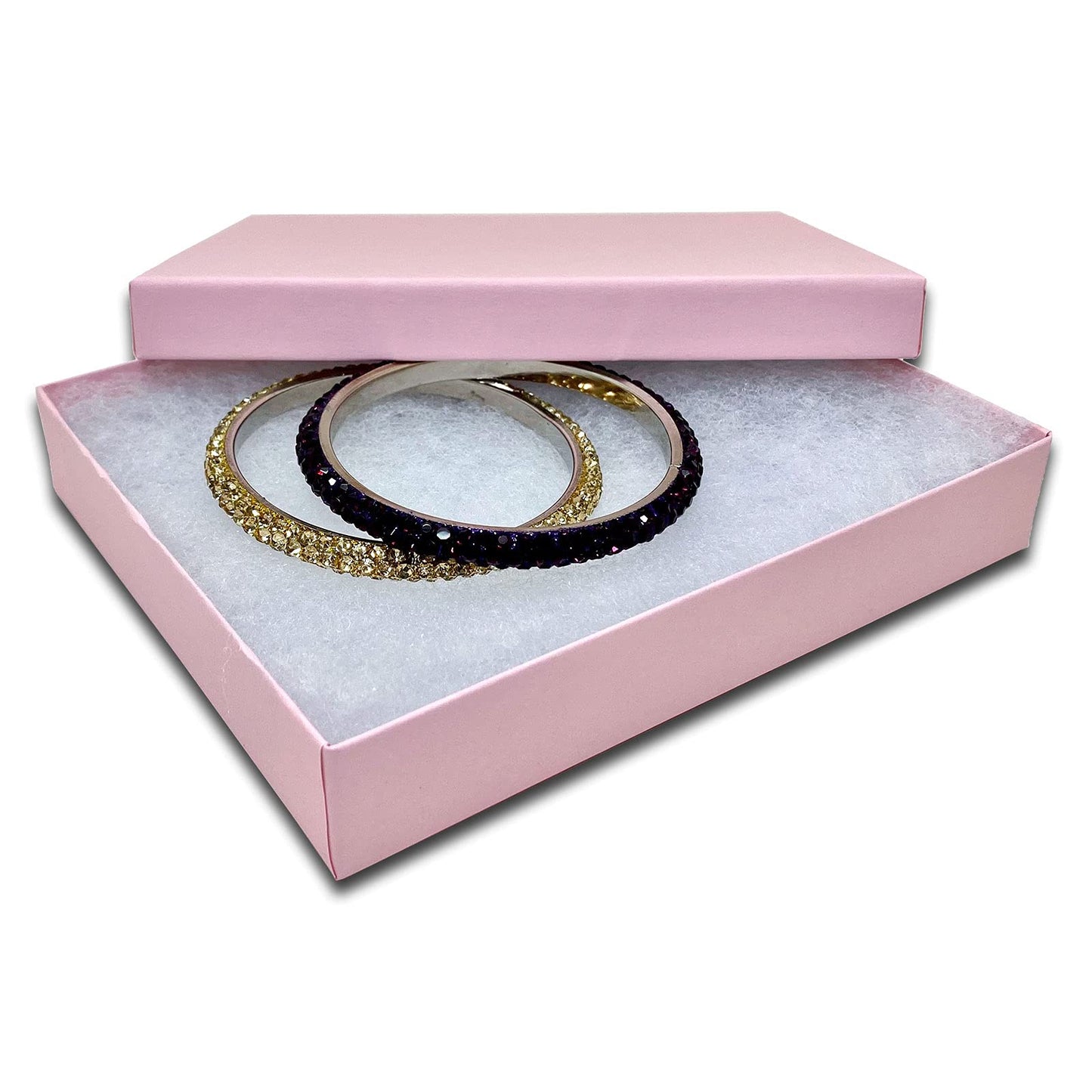 TheDisplayGuys - 25-Pack #65 Cotton Filled Cardboard Paper Jewelry Boxes Gift Case - Pastel Pink (6.2" x 5.2" x 1.1") - for Shipping or Storage