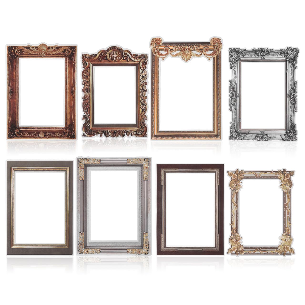 PRETYZOOM Retro Photo Frame Wall Stickers 8Pcs Removable Decorative Decals for Living Room Bedroom Diy Scrapbooking and Home Wall Decoration 8.07X5.90 Inch