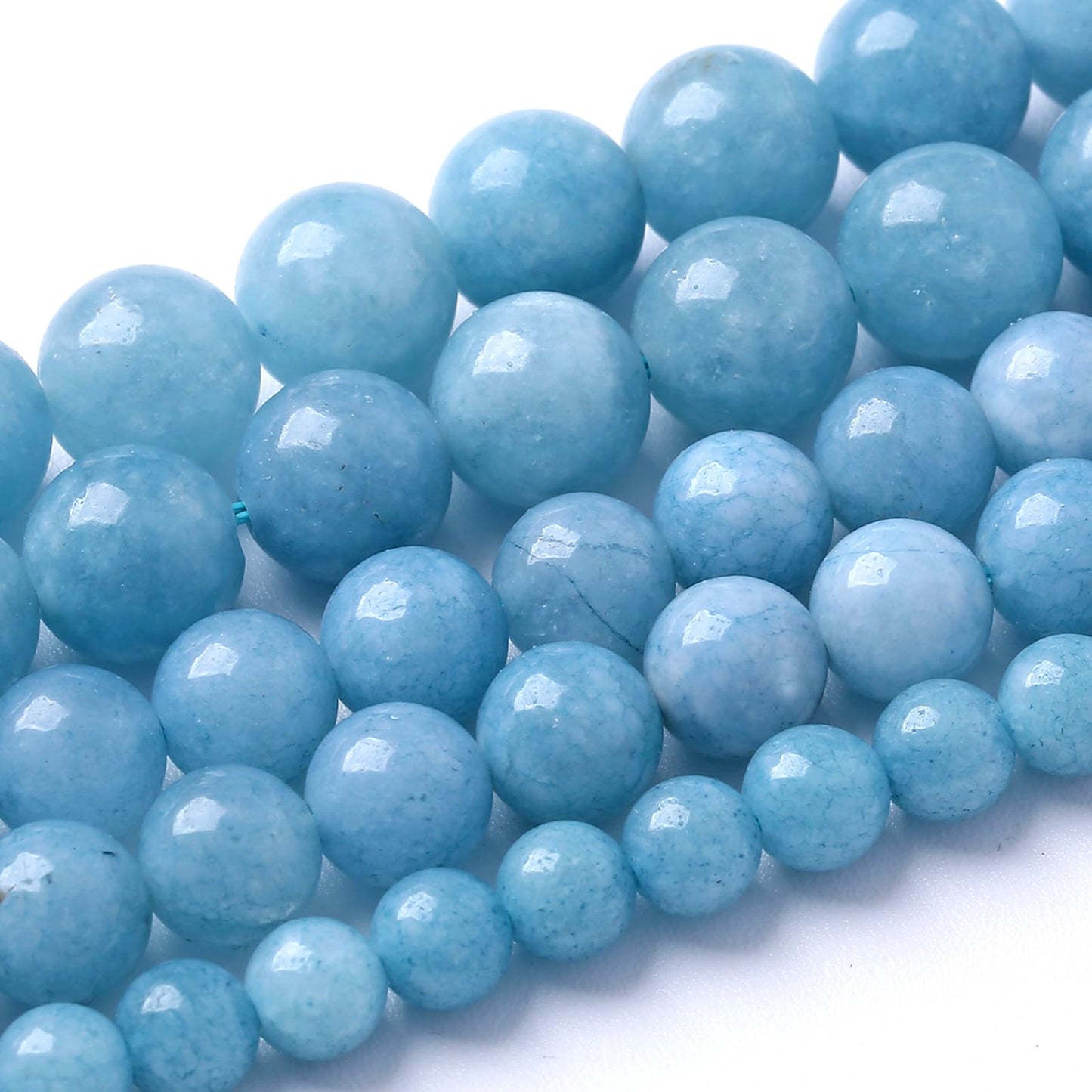 180pcs 4MM Natural Blue Chalcedony Gemstone Beads for Jewelry Making Round Stone Beads DIY Bracelet Necklace 2 Strands 32"
