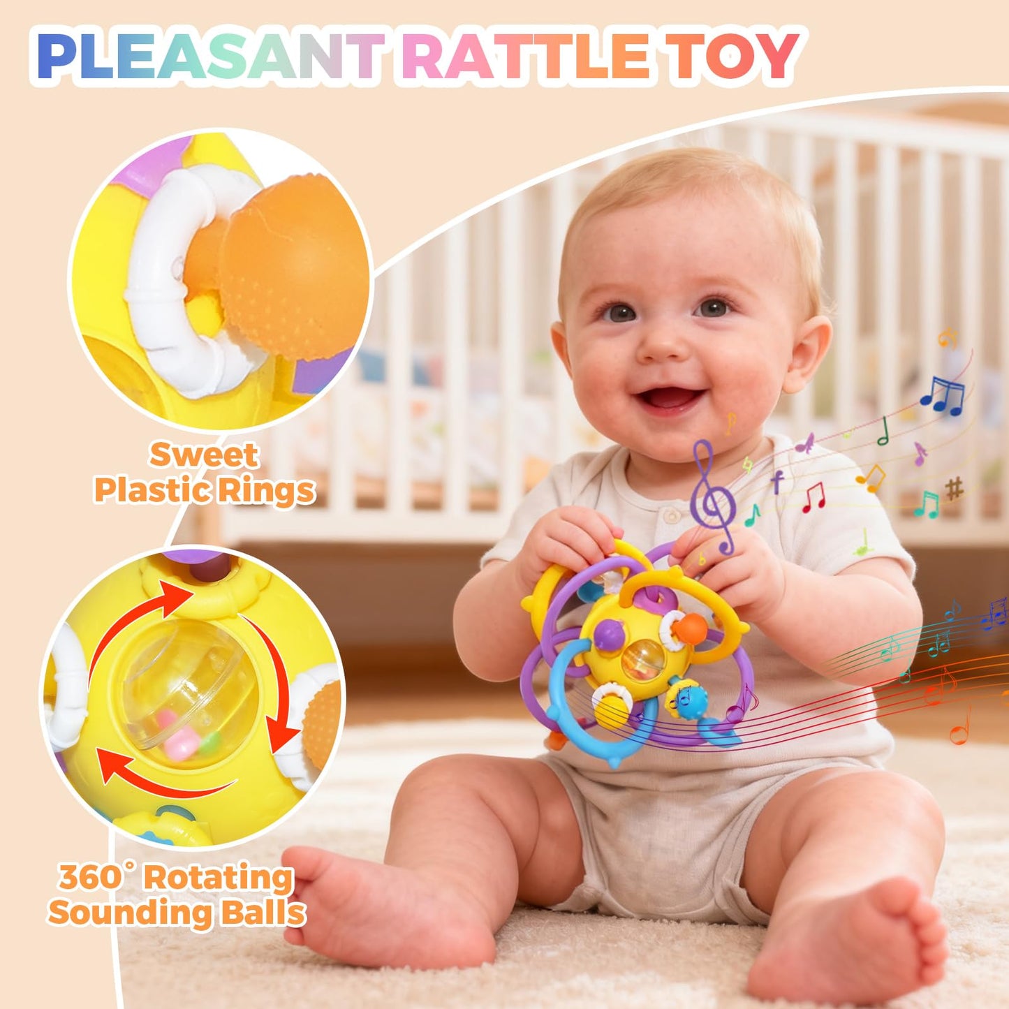 ANGELLE Silicone Teething Toys for Babies 0-18 Months, Montessori Sensory Teethers for Gum Relief, BPA Free Food Grade Chew Toys