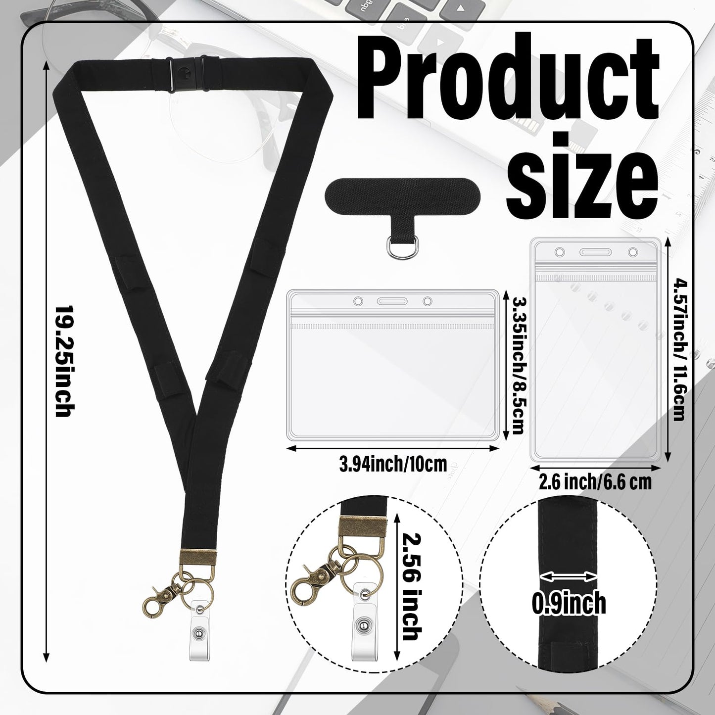 Relaxweex Teacher Lanyard with Pen Holder for ID Badges with Safety Breakaway Buckle for Phone Case Accessories Teacher Gift(Black,Solid)