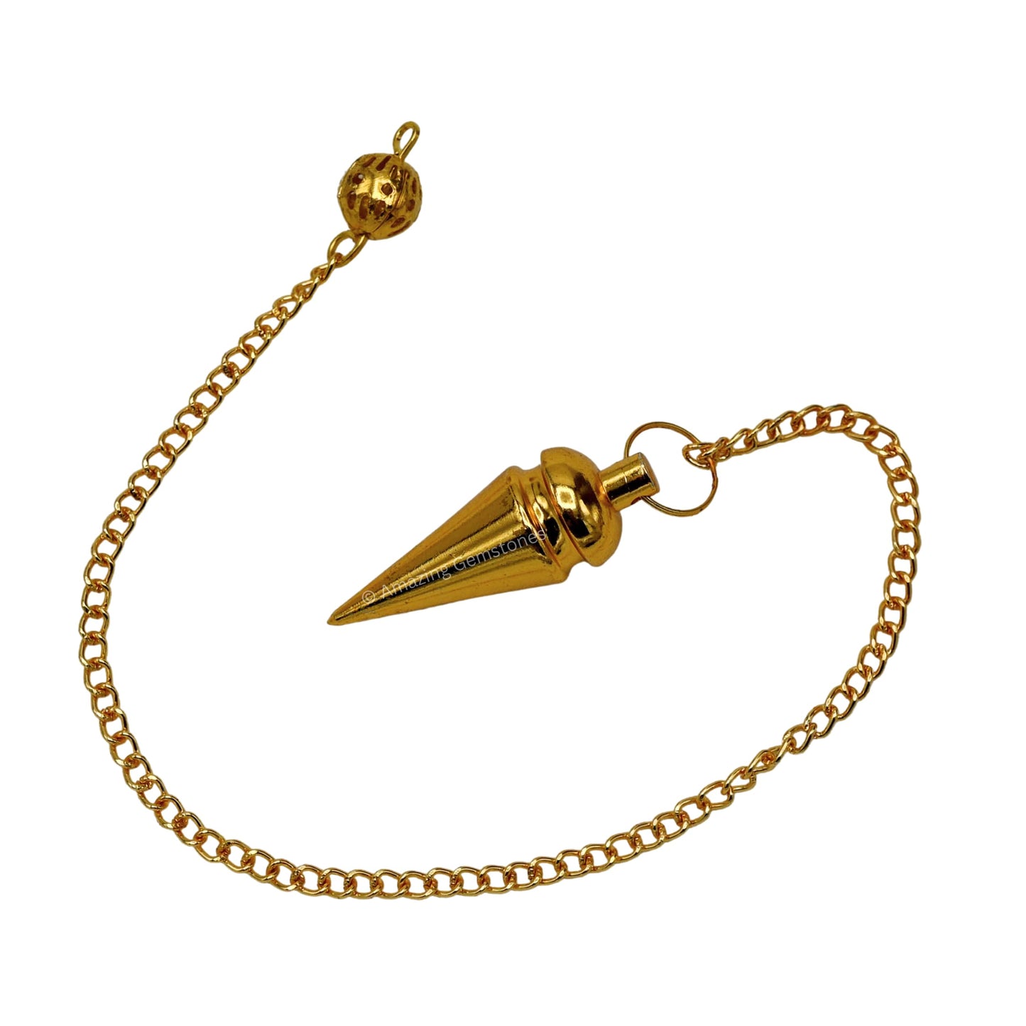 Amazing Gemstone Healing Metal Pendulums for Divination, Gold Head Ring Cone Steel Copper Pendulum High Energy Pendulo de Bronce Pendulos de Mesa MP43