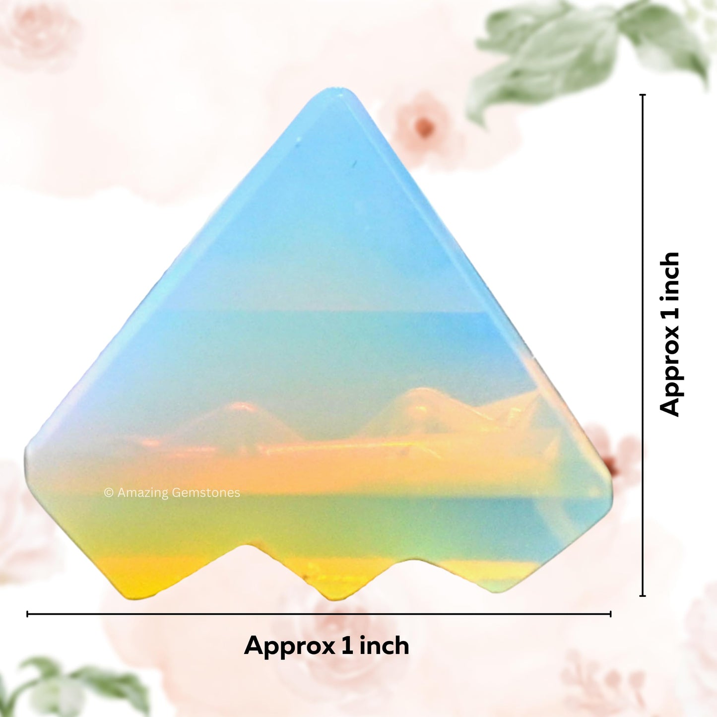 Amazing Gemstone Opalite Crystal Pyramid with 9 Pyramid Plate Bottom - 1" Mini Pyramid Figurine of Natural Stone Pyramid for Meditation, Reiki, Chakra Balancing Vastu Pooja and Crystal Grids