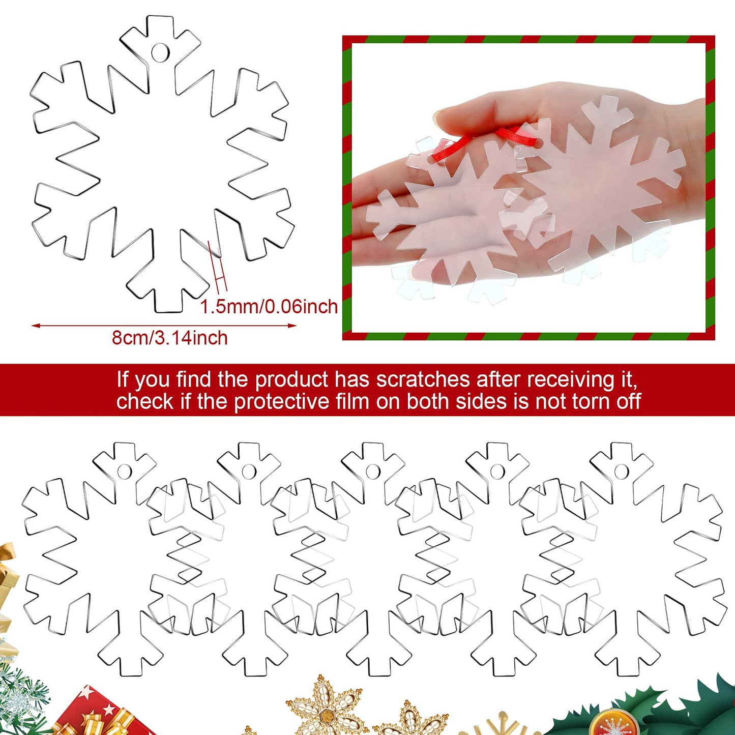 50 Pieces 3.75 Inch Acrylic Christmas Ornament Blank - Transparent Disc DIY Clear Ornament With Hole for Craft, Holiday (Vivid Style)