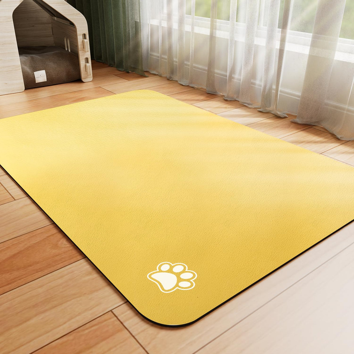 HotLive Dog Food Mat - Absorbent Cat Mat for Food and Water, No Stains Pet Feeding Bowl Mat, Easy to Clean Pet Placemats, Quick Dry Dog Water Dispenser Mat for Messy Drinkers | Paw Black 16"x 24"